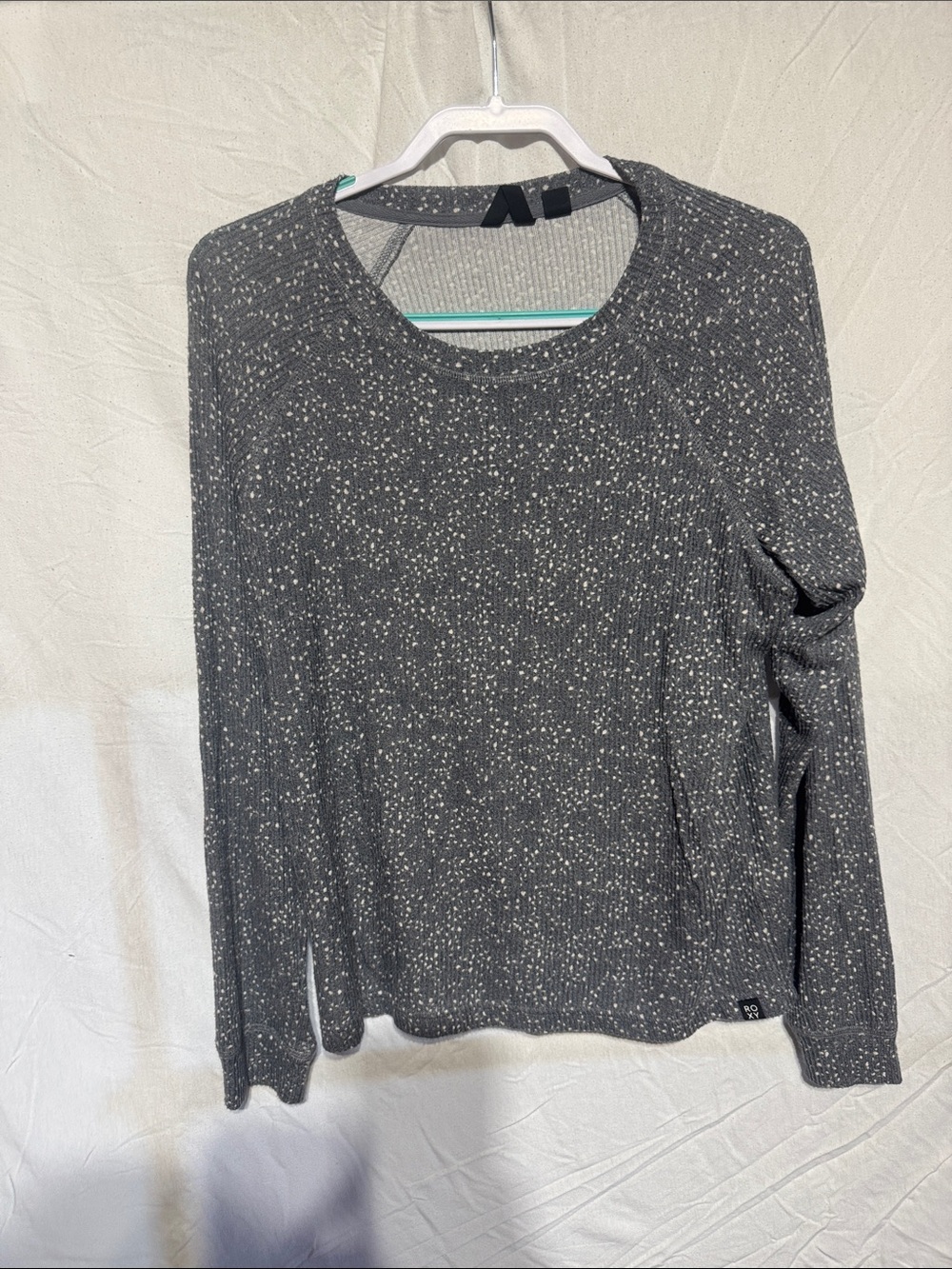 Roxy Charcoal Speckle Long-Sleeve Crewneck
